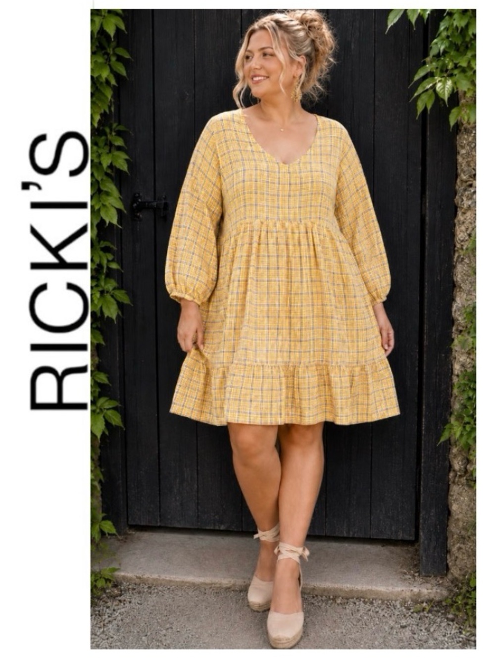 XXL Ricki’s Women’s Plaid Tie-Back Babydoll Dress